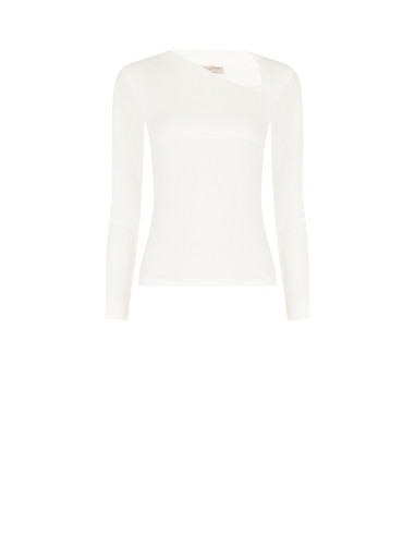 Top slim en coton mélangé avec encolure asymétrique Rinascimento - ...