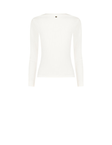 Slim Fit Cotton Blend Top With Asymmetrical Neckline Rinascimento -...
