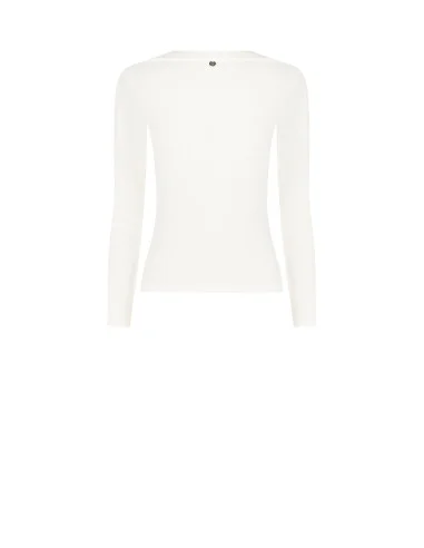 Top ajusté en coton mélangé à fines côtes avec encolure asymétrique Rinascimento