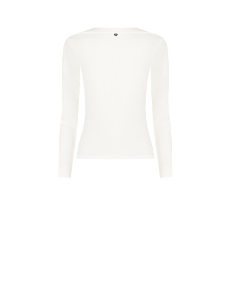 Slim Fit Cotton Blend Top With Asymmetrical Neckline Rinascimento -...
