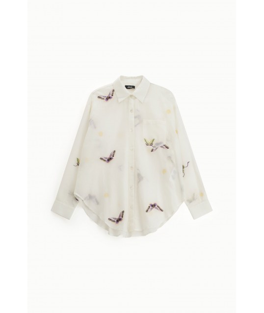 Large Shirt With Butterfly Print And Dixie Pocket