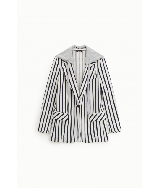 Striped Blazer With Hood And Button Closure Dixie