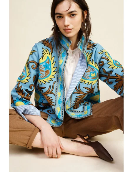 Short Printed Blazer With Striped Lining Dixie