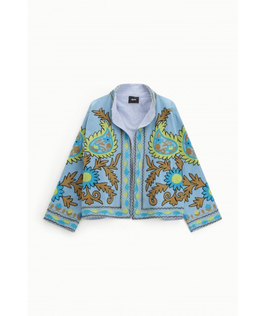 Short Printed Blazer With Striped Lining Dixie