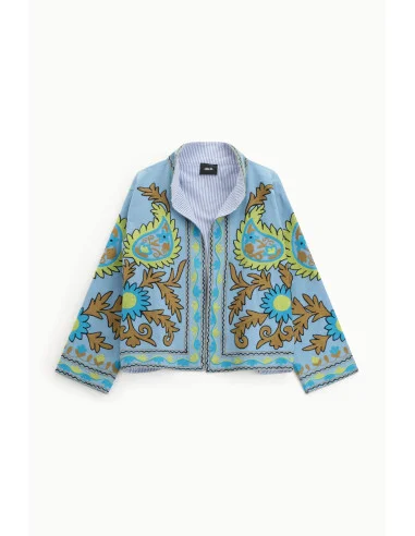 Blazer Corto Stampato Con Fodera A Righe Dixie