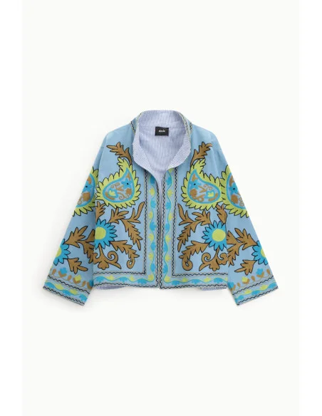 Short Printed Blazer With Striped Lining Dixie