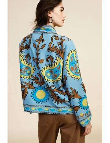 Blazer Corto Stampato Con Fodera A Righe Dixie