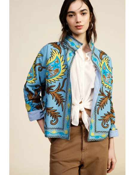 Short Printed Blazer With Striped Lining Dixie