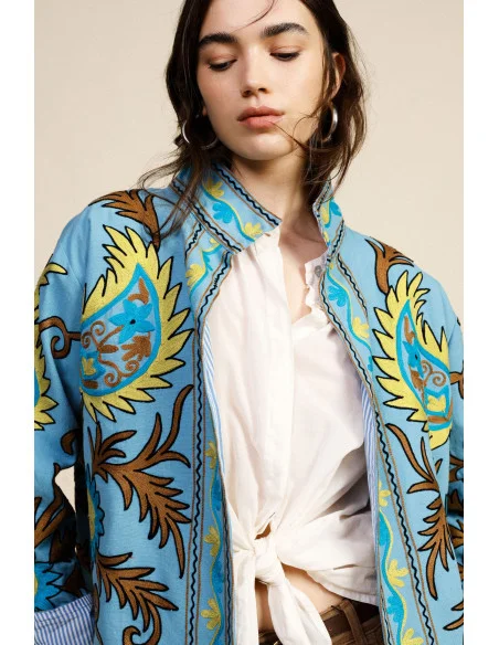 Short Printed Blazer With Striped Lining Dixie