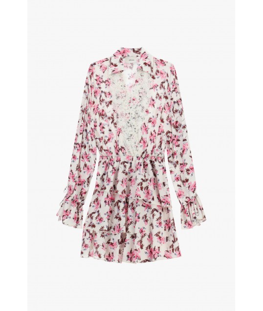 Robe courte de fantaisie florale avec dentelle Dixie