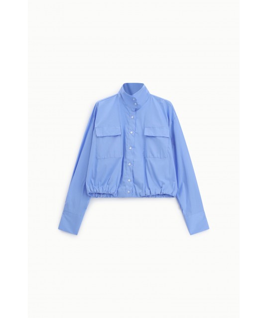 Camicia Cropped Con Tasche Frontali E Colletto Alto Dixie