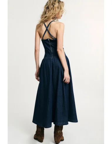 Robe longue avec bretelle d'épaule et encolure en cœur Please