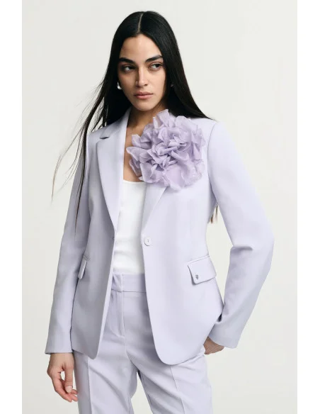 Blazer Monopetto Con Grande Fiore Decorativo Please