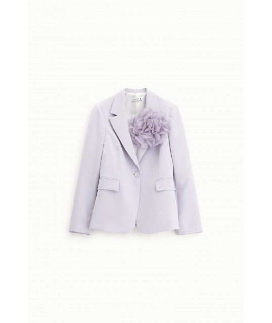 Single-breasted blazer with large decorative flower Please