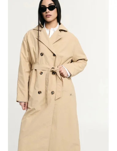Trench Coat Lungo Con Cintura E Bottoni Please