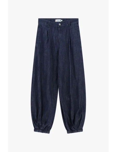 Dark Baloon Fit Jeans With Elastic Bottom Please