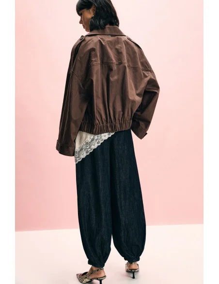 Jeans Scuri Baloon Fit Con Fondo Elastico Please