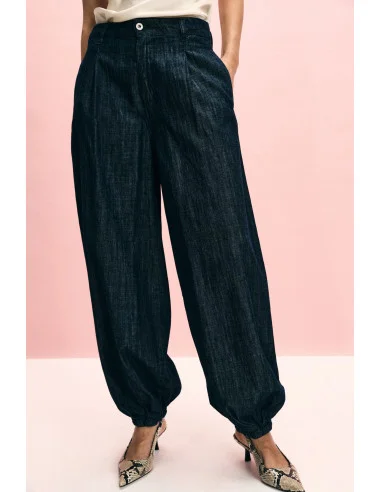 Jeans Scuri Baloon Fit Con Fondo Elastico Please