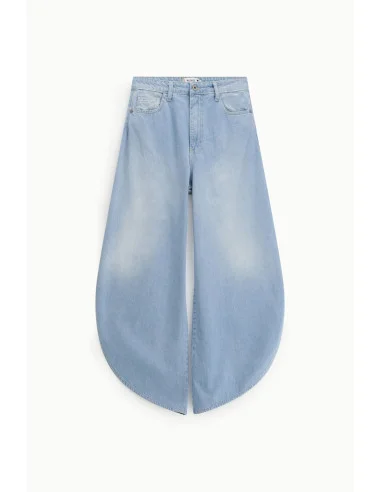 Jeans arrondis à jambe large avec fentes latérales Please