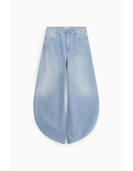 Jeans arrondis à jambe large avec fentes latérales Please