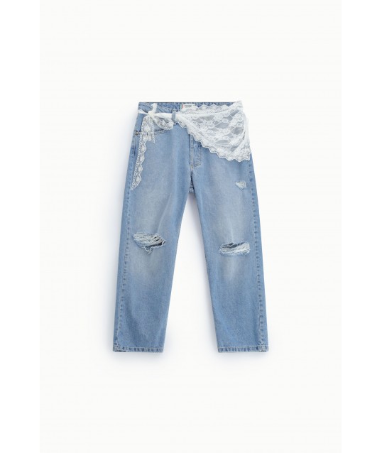Mom-Fit Jeans High Waisted Ties And Lace Please