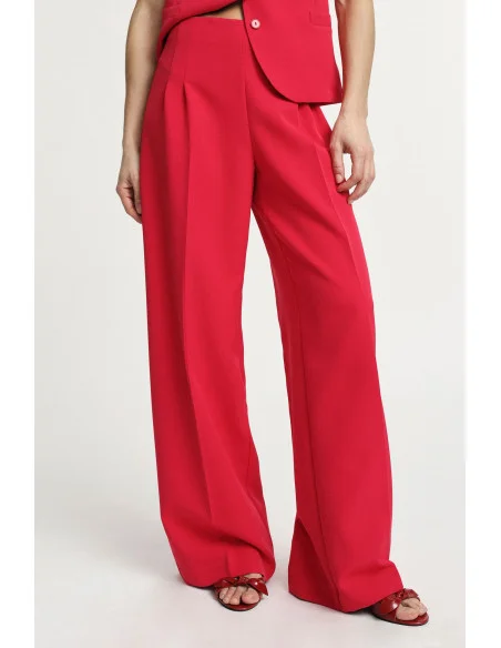 Pantaloni Palazzo Vita Alta Con Pieghe Please