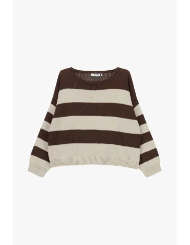 Striped Crew-Neck Sweater with Long Sleeves Please