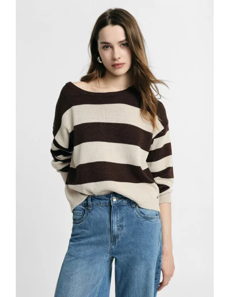 Maglione Girocollo A Righe Con Maniche Lunghe Please