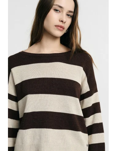 Striped Crew-Neck Sweater with Long Sleeves Please