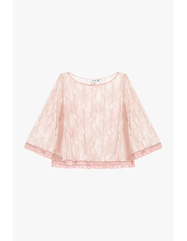 Top Con Pizzo E Maniche A 3/4 Trasparenti Please