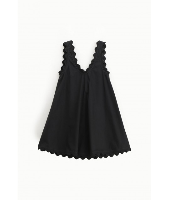 Short Sleeveless Dress With Scalloped Trim Dixie