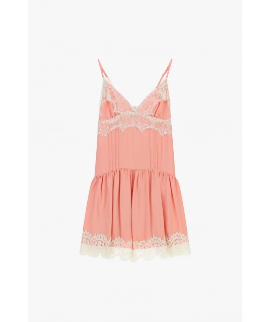 Robe courte avec bretelles fines et empiècements en dentelle Dixie