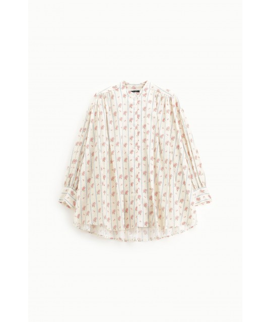Camicia Ampia A Fiori Con Collo Alla Coreana Dixie
