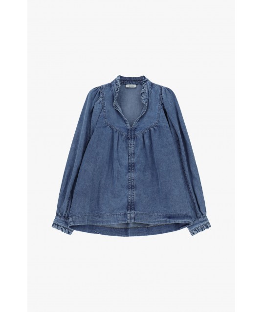 Dixie Long-Sleeved V-neck Wide Shirt