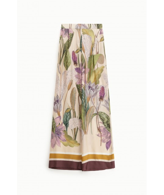 Pantaloni Palazzo Fantasia Botanica Vita Alta Dixie