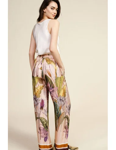 Pantaloni Palazzo Fantasia Botanica Vita Alta Dixie