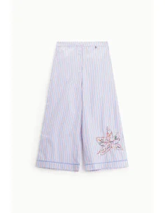 Dixie - Pantalon de palace rayé à broderie florale 2