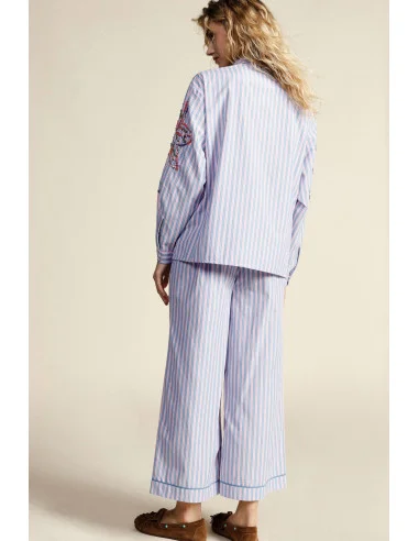Dixie Floral Embroidery Striped Palace Trousers