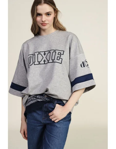 T-Shirt Ampia Stampa Frontale E Dettagli A Contrasto Dixie