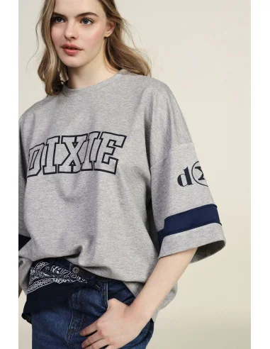 T-Shirt Ampia Stampa Frontale E Dettagli A Contrasto Dixie