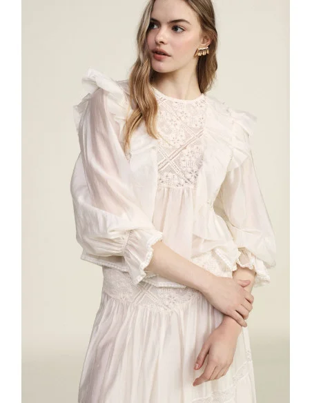Blusa Con Volant E Maniche Trasparenti Dixie