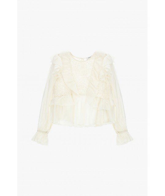 Blusa Con Volant E Maniche Trasparenti Dixie