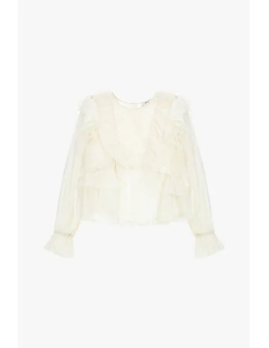 Blouse à volants et manches transparentes Dixie