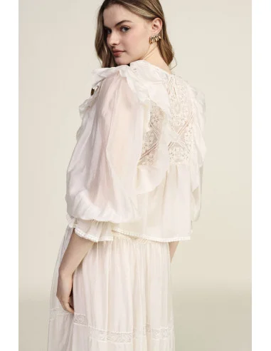 Blusa Con Volant E Maniche Trasparenti Dixie