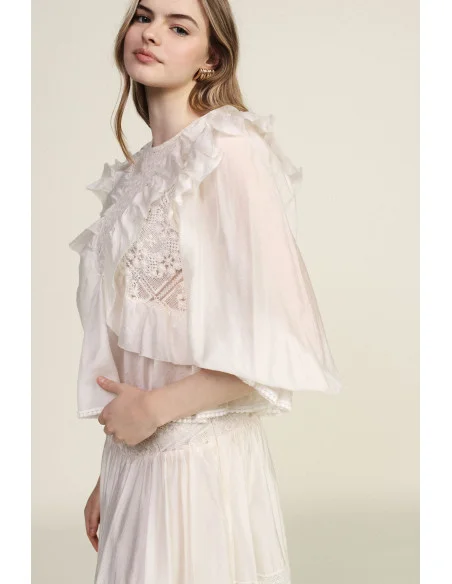 Blusa Con Volant E Maniche Trasparenti Dixie