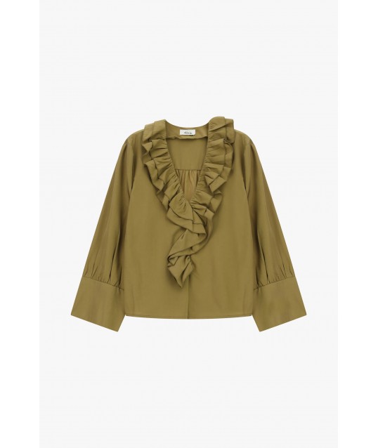 Blusa Con Scollo A Volant E Maniche Lunghe Dixie