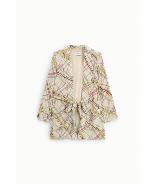 Blazer Fantasia A Quadri Con Cintura Annodabile Dixie