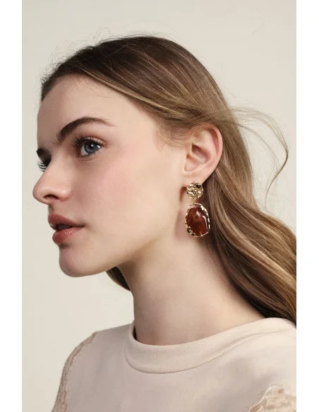 Boucles d’oreilles pendantes avec pierre effet marbre Dixie