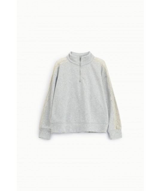 Sweatshirt Sans Capuche Zip Haut Col Détails Dentelle Dixie