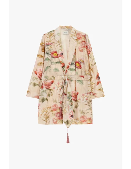 Jacket-Shirt With Floral Print Belt Dixie